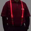 LED Lysande Suspenders 2.5 * 100cm Clip-on Vuxen Elastisk 4 Klämma Justerbara Braces 5 Fasta färger för män Julklapp