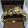 choucong Leopard Style bracelet 400pcs 5A cubic zirconia Yellow Gold Filled Engagement bangle for women wedding accessaries