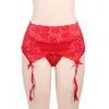 Dentelle florale rouge noir string femmes voir à travers des slips boucle arrière culotte Sexy string avec nœud jarretière tentation dame Lingerie