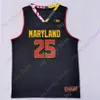 2023 New NCAA Maryland Terrapins Stats Jersey 25 Jalen Smith College Maglie da basket Nero Rosso Taglia Youth Adult