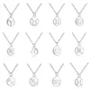 12 Constellation Zodiac Sign Halsband för kvinnor Rostfritt stål Silver Link Chain Leo Libra Aries Circle Hänge Horoskop Astrologi Smycken