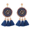 Partihandel-Style Vintage Fringe Dangle Örhängen för Kvinnor Lyxig designer Färgglada pärlor Dangling Örhängen Tassel Beaded Earring Jewerly Present