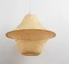 Bambusowy wiklinowy rattan kapelusz klatka cień wisiorek światła oprawa rustykalny azjatycki japoński wiszący lampa plafon jadalnia stołowa sala sala myy