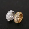 2019 Hip Hop Hommes Bague En Or Glacé Anneaux Micro Pave Zircon Cubique Promesse Diamant Bagues De Luxe Designer Marque Personnalité Cadeau