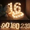 Numero di luci notturne per la camera da letto Compleanni Lampada per decorazioni per feste Lampade notturne a LED Luci notturne 3D a batteria Numero