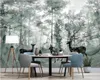 Foto Tapeta 3d Stereo Nordic Forest Elk Dream Marmur Mural Mural Salon Sypialnia Backdrop Wall 3D Mural Papiery ścienne