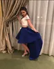 High Low Homecoming Dress Two Piece Lace Crop Top Off Shoulder Formal Prom Dresses Custom Satin Womens Cocktail Gowns
