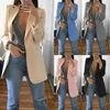 Kadınlar Katı Moda Blazer Sonbahar Hırkalar Uzun Kollu Slim Fit Yaka Kadın Suit Artı Boyutu Turn Down Tops