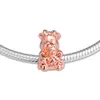 2019 Día de la madre Color rosa Dora Bear Charm Grano suelto apto para Pandora Pulseras Original 925 Sterling Silver Animal Bead DIY Fabricación de joyas