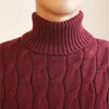 New Winter Pullover Men Sweater Coat Knitted Turtleneck Men Sweater Man Solid High Collar Mens Turtleneck Sweaters