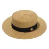 Cappello largo della moda con cappello oro ape in metallo in metallo largo gambo di cannuccia parentchild visone viso di paglia intrecciata7154893