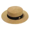 Fashionweven Widbrimmed Hut Gold Metal Bee Fashion Wide Stroh Cap ParentChild Flattop Visor gewebter Strohhase 4315817