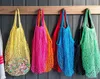 Wiederverwendbare Einkaufen Einkaufsmittel Tasche 14 Farbe Große Größe Tragbare Shopper Tote Mesh Net gewebt Baumwolltasche Home Aufbewahrungstaschen