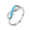 China Original 925 Sterling Silber Ring Endlose Liebe Infinity Frauen Geschenk Hohe Qualität Blauer Feuer Opal Infinite Design Verlobungsring