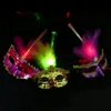 새로운 광섬유 빛나는 비 실크 마스크 플래시 레이저 크라운 파티 쇼 댄스 파티 마스크 도매