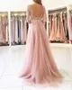 Side Split Split Long Tulle Bridesmaids Robes Sheer Neck 34 Garnières longues Appliques en dentelle en dentelle d'honneur