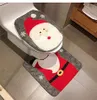 party & accessories Christmas Snowman Santa Deer Toilet Seat Cover and Rug Set Red Christmas Decorations Bathroom (Santa Claus)