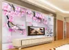 Papier peint personnalisé 3D en trois dimensions rose fleur de pêcher élégant salon chambre fond décoration murale papier peint Mural