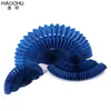 Haochu 1 Set Mörkblå 6st / Lot Openwork Paper Fans Flower Födelsedagsfest dekorationer Kids souvenirer för det nya året bröllop