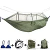12 cores 260 * 140cm hammock com mosquito rede ao ar livre paraquedas de pára-quedas de campo de acampamento de campo de acampamento de jardim balanço swing cama bh1746 tqq