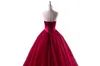 Foto reale Moderna Borgogna Burgundy Ball Gown Brevi abiti da sposa senza maniche Sweetheart Organza Abiti da sposa Abiti da sposa Desideri personalizzati Dimensioni