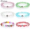 Fashion Design Colorful Glass Crystal Natural Flash Stone Bead Bracelet for Women Men 8mm Dull Polish Frosted Moonstone Elastic Bracelet