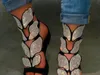 Sandalias planas brillantes de cristal de diamante caliente de comercio exterior de verano 2020, zapatos de mujer de tacón plano de gran tamaño