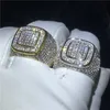 Ręcznie robiony Mężczyzna Hiphop Pierścień 925 Sterling Silver Pave 5a CZ Stone Oświadczenie Zespół Ślubny Pierścienie Dla Mężczyzn Moda Rock Party Jewelry