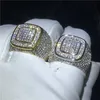 Bague Hiphop Homme Faite à la main en argent Sterling 925 Pave 5A Cz Pierre Déclaration bagues de mariage pour Hommes Mode Rock Party Bijoux