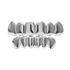 Denti denti placcati in argento oro liscio classico Grillz 6 Breste da denti dentali in finta furna