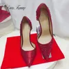 Spedizione gratuita Stilista pompe Nero Argento Rosso scarpe da sera donna scarpe da sposa tacchi a spillo scarpe da festa sexy per le donne 12 cm