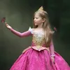 Girls Deluxe Princess Costume Long Sleeve Sleeping Beauty Pageant Party Gown Children Fancy Dress Up Frocks For birthday party by DHL send