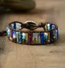 Mode – Boho-Armband, Röhrenform, Naturstein, einzelnes Leder-Wickelarmband, Halbedelstein-Perlen-Manschettenarmband, Direktversand S514