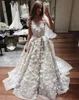 3D цветочные аппликация Берта 2019 кружева свадебные платья бусины развертки поезд пляж линия свадебные платья невесты Boho Vestidos De Novia