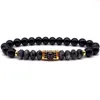 NAIQUBE 2019 Fashion New Skull Anchor Lion Bracelet Men 8mm Stone Beads Charm Bracelet For Men Jewelry Gift9040917