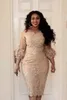 African Champagne Mother of the Bride Dresses Jewel Neck Applique Illusion 3 4 Sleeve Long Sleeve Evening Gowns Mother's Dresses