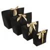 5 kleuren papieren geschenktas boutique kleding verpakking tassen met strik lint elegante cadeauverpakking boodschappentassen voor feest aanwezig wrap