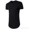 Nieuwe Trends Mannen T-shirts Super Longline Lange Mouw T-shirt Hip Hop Arc Hem met Curve Hem Side Zip Tops Tee