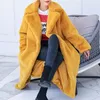 Высокое качество Искусственное меховое длинное пальто Женщины зимние утолщение теплые отвороты твердые пальто женские пальто 2019 мода новая верхняя одежда
