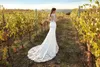 Eddy K 2019 Country Mermaid Wedding Dresses V Neck Lace Satin Sweep Train Bridal Gowns Plus Size Beach Boho robe de mariée