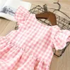 Ośrzeź Summer Bez Rękawów Plaid Dziewczynka Ubrania Ruffles Backless Dress Dress Crew Neck Dresses Dzieci Odzież GB276