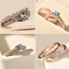 2PCS / set Bamos Luxury Female White Bridal Wedding Ring Fashion 925 Silver Filled Jewelry Promise CZ Stone Engagement Rings For Women