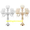 5 arm Crystal Candle Holder Wedding Candelabra Centerpieces Center Table Candlesticks Party Decor Lantern stand Silver/Gold event decor449