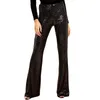 Sebowel Pantaloni lunghi con paillettes a gamba larga Donna Glitter Argento Nero Pantaloni a vita alta per pantaloni da ballo svasati per feste femminili 2019 Y19070101