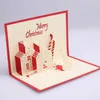 3D Pop Up Cartões com Envelope Laser Cut Carta Cartao Postal para Christmas Cottage Castle Graças Presente Partido Fontes