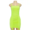 캐주얼 드레스 여성 여름 캔디 컬러 밝은 녹색 드레스 스파게티 스트랩 바디 콘 슬림 피트 연필 dress1