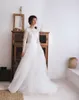 Gorgeous Lace Long Sleeves Ball Gown Wedding Dress Scoop Zipper with BUttons Back Sweep Train Bridal Gowns