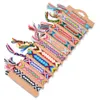 12 Stück / Los Bohemian Handmade Woven Rope Chain Armband Verstellbare Quaste Charms Armbänder Fußkettchen für Frauen Mädchen Kinder Manschette Jewelry256B