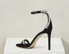 Designer Designer Black Sandals Scarpe sexy caviglia alla caviglia Rhinestone High Heel Sandal Wedding Shoe Vieni con Box 276J