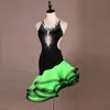 Nowa dorosła dziewczyna sukienka do tańca latynoskiego damska Salsa Tango Chacha konkurs tańca towarzyskiego sukienka czarna zielona seksowna Halter perła Rhinesto2787